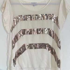 White Express blouse with glitter stripes